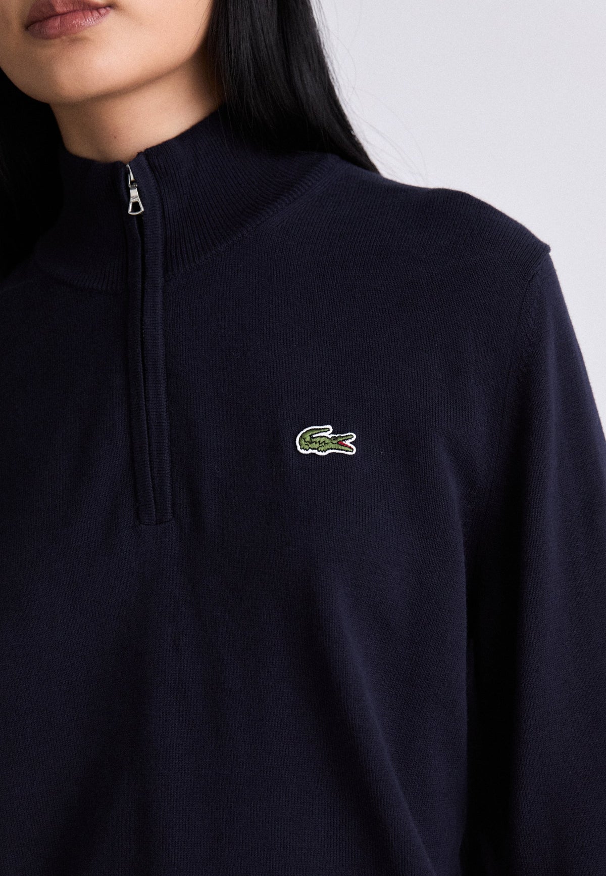 Lacoste Pull col camionneur zippé Homme – Bleu marine