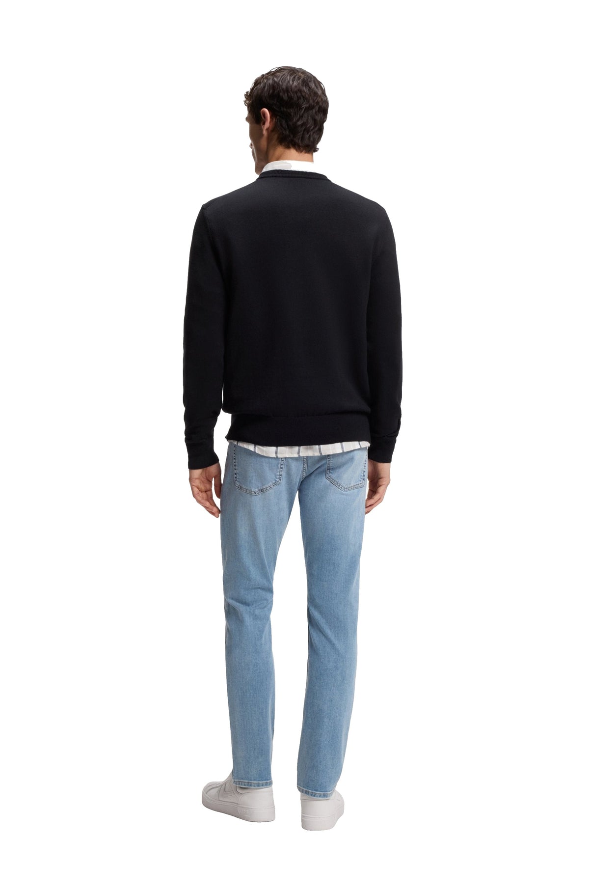 BOSS Kanovano - pull col rond coton et cachemire Homme – Bleu marine