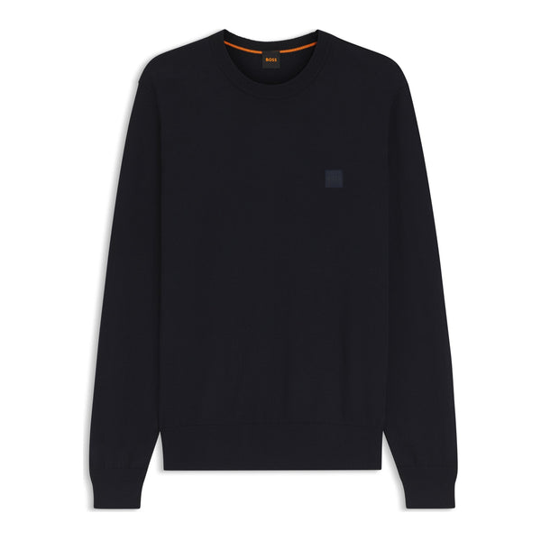 BOSS Kanovano - pull col rond coton et cachemire Homme – Bleu marine