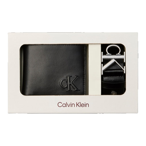 Calvin Klein Coffret portefeuille et ceinture en cuir Homme – Noir