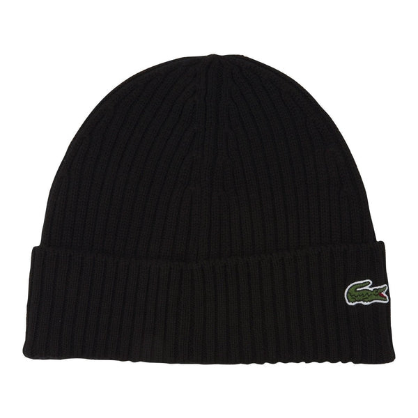 Lacoste Bonnet côtelé en laine Unisexe – Noir