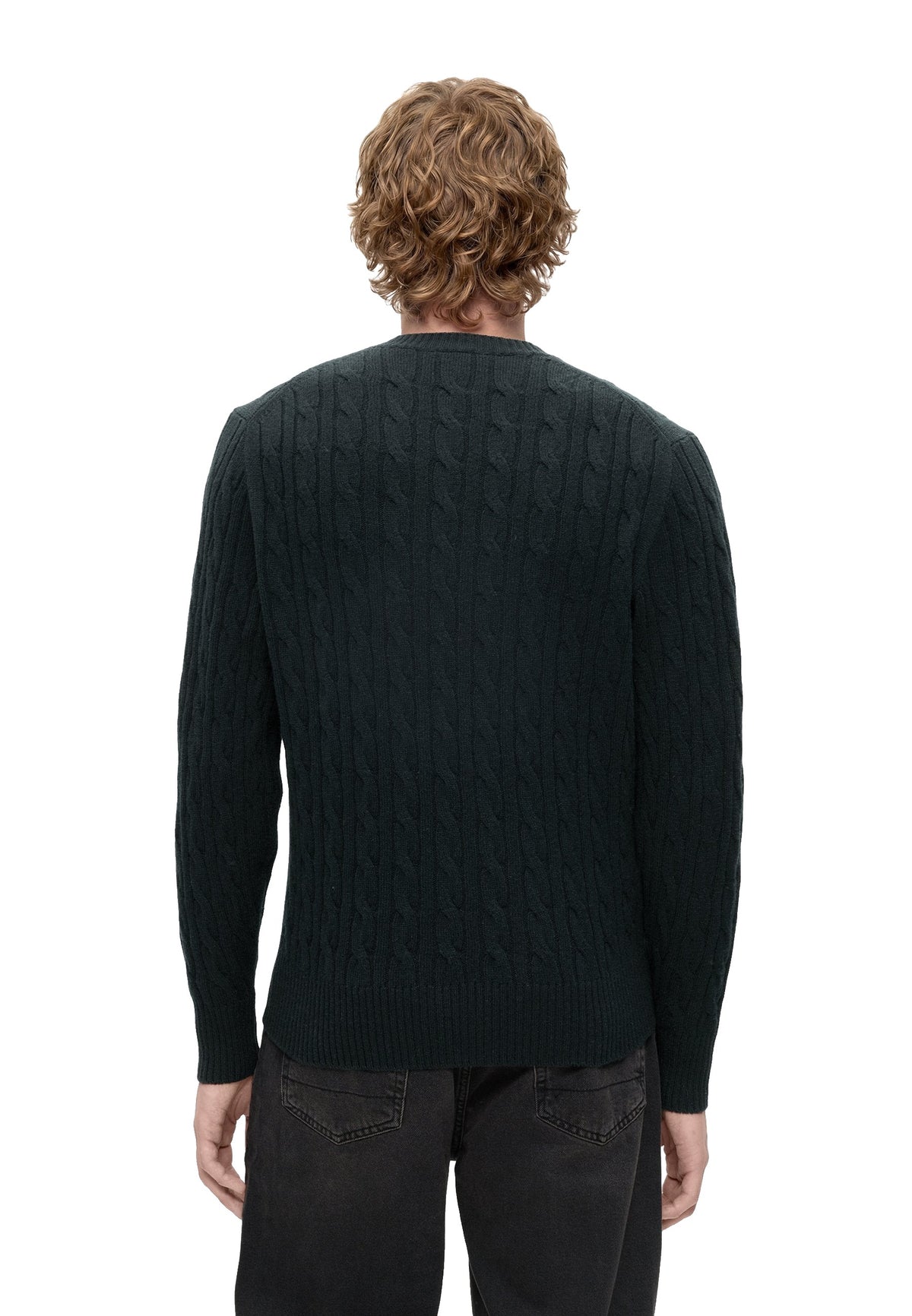 Lacoste Pull col rond en laine torsadée Homme – Vert foncé