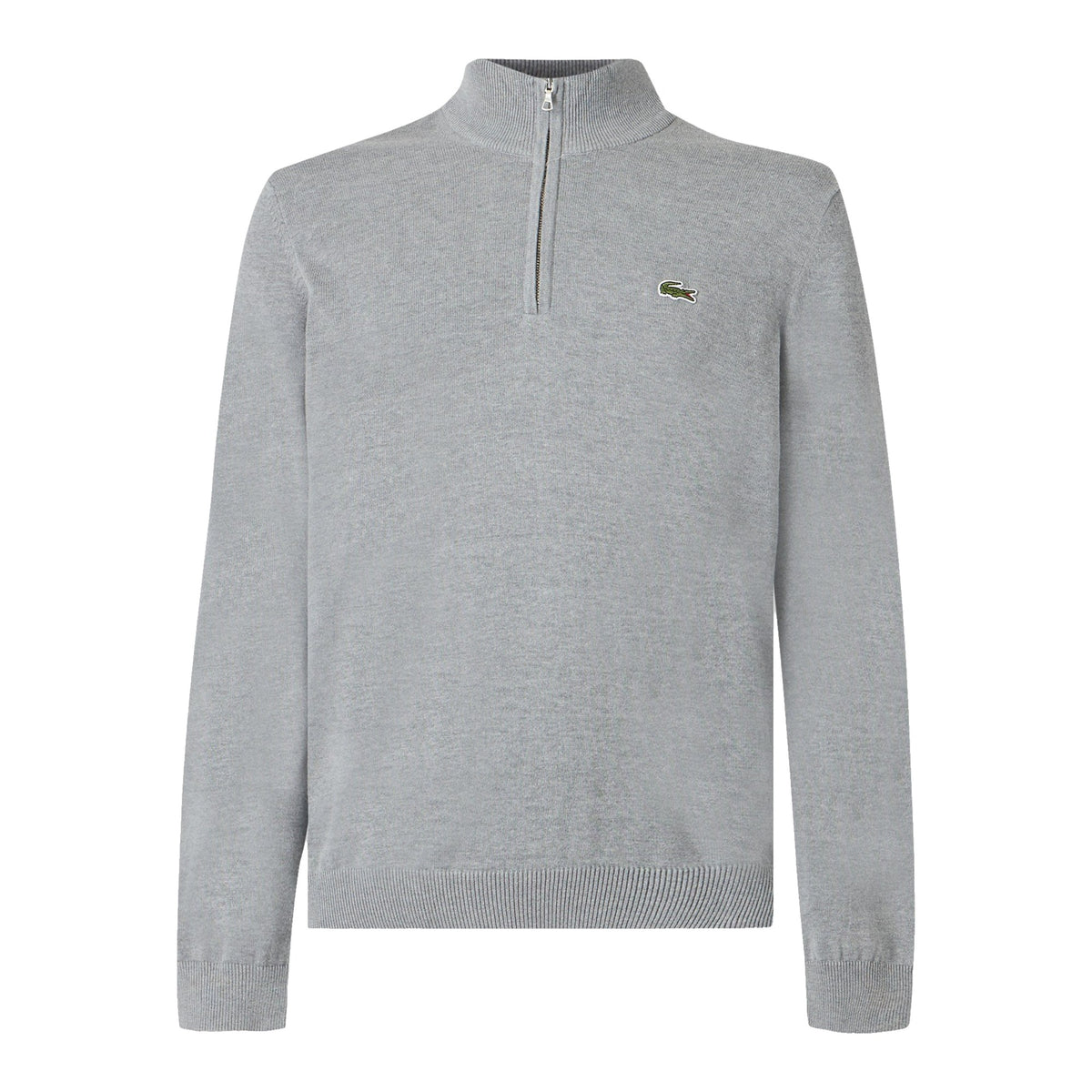 Lacoste Pull col camionneur zippé Homme – Gris clair chiné