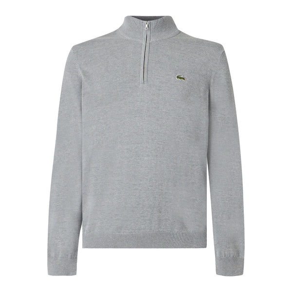 Lacoste Pull col camionneur zippé Homme – Gris clair chiné