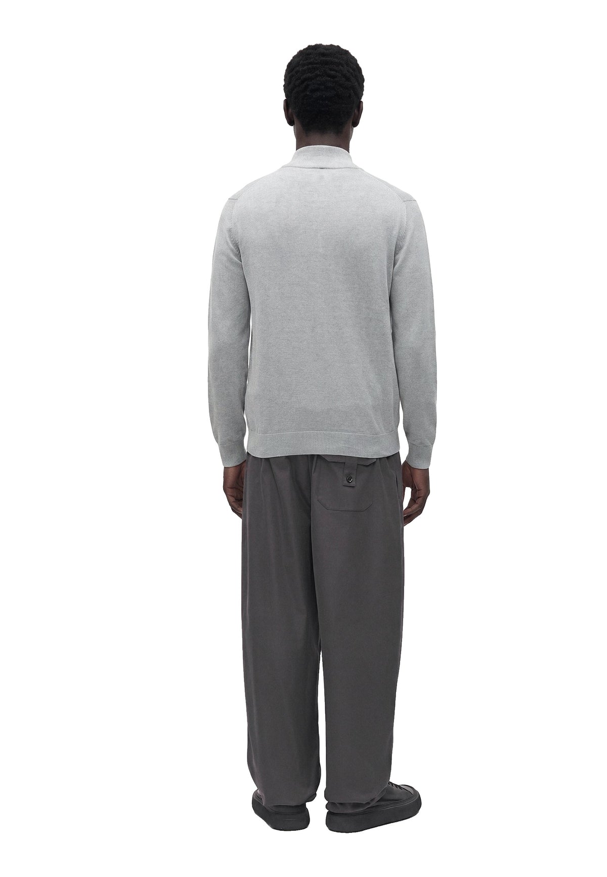 Lacoste Pull col camionneur zippé Homme – Gris clair chiné