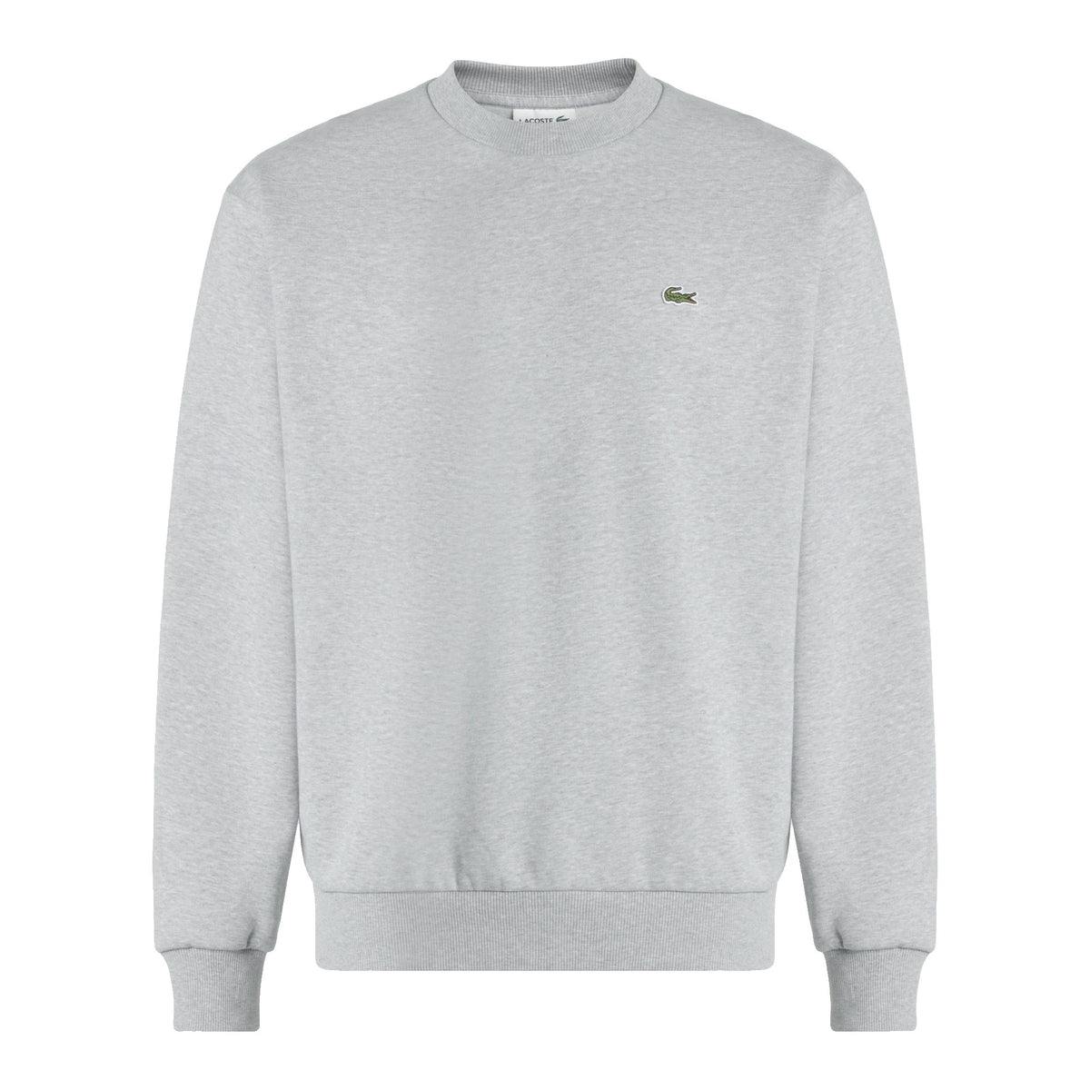 Lacoste Sweatshirt col rond en molleton Unisexe – Gris clair chiné