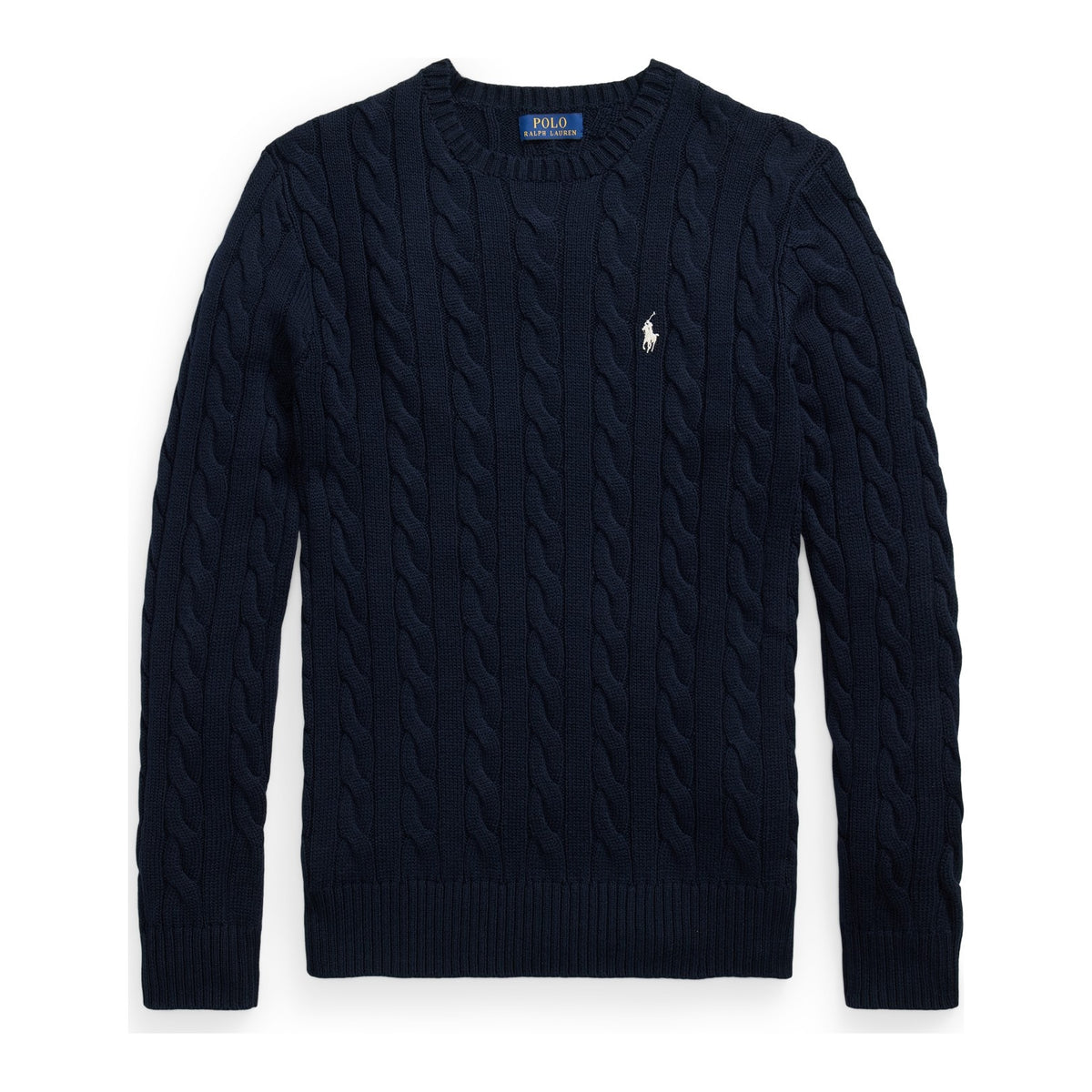 Polo Ralph Lauren Pull col rond torsadé en coton Homme – Bleu marine