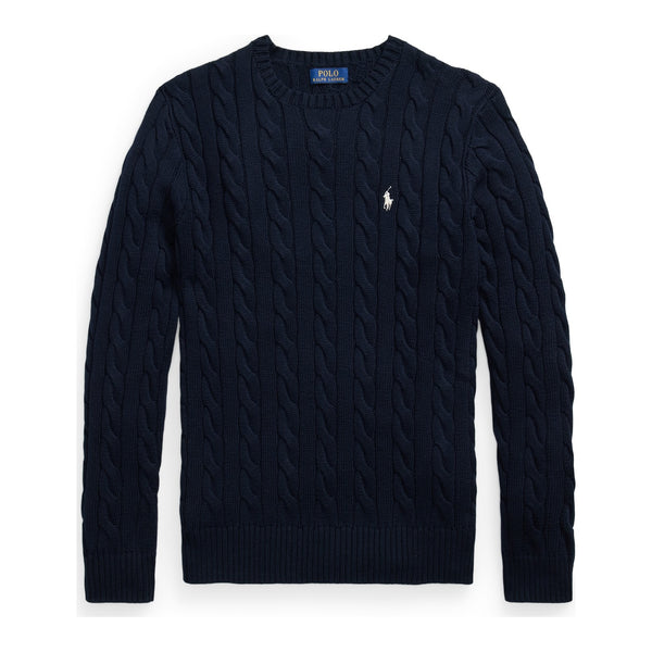Polo Ralph Lauren Pull col rond torsadé en coton Homme – Bleu marine
