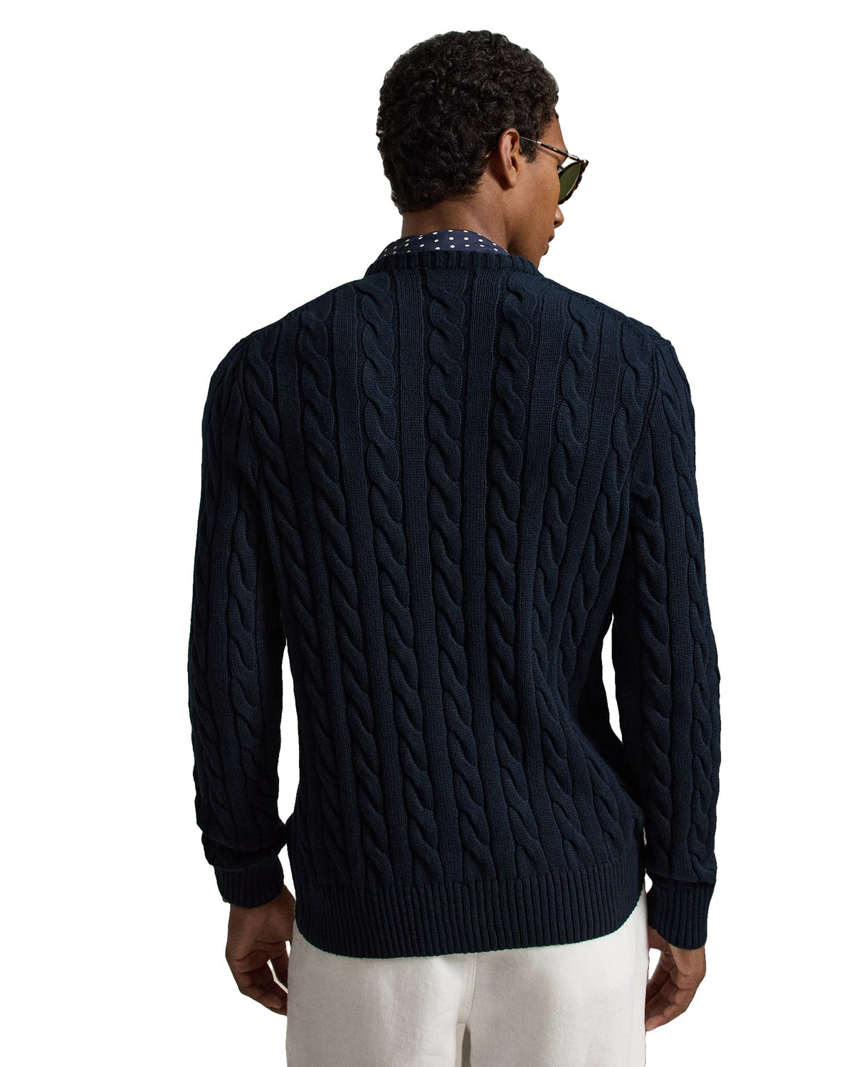 Polo Ralph Lauren Pull col rond torsadé en coton Homme – Bleu marine