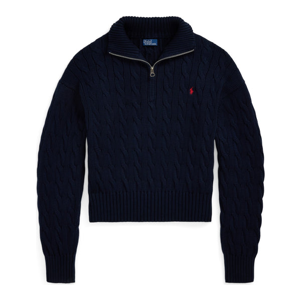 Polo Ralph Lauren Pull camionneur torsadé en coton Femme – Bleu marine