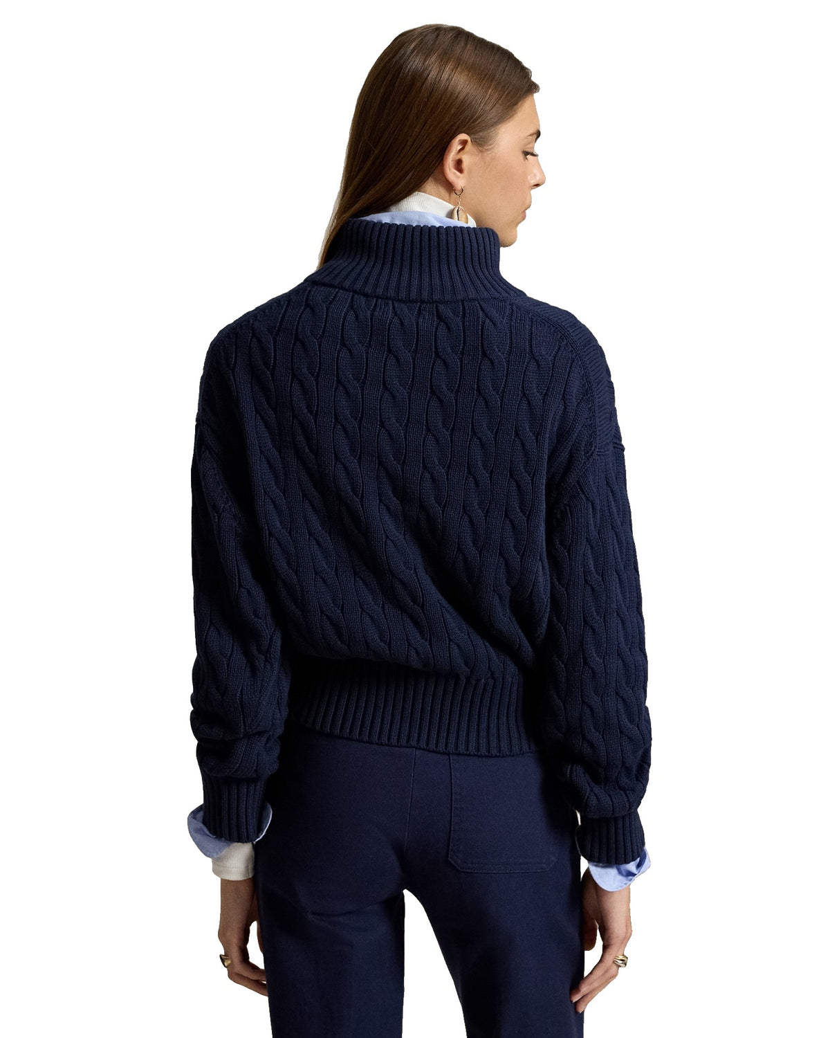 Polo Ralph Lauren Pull camionneur torsadé en coton Femme – Bleu marine