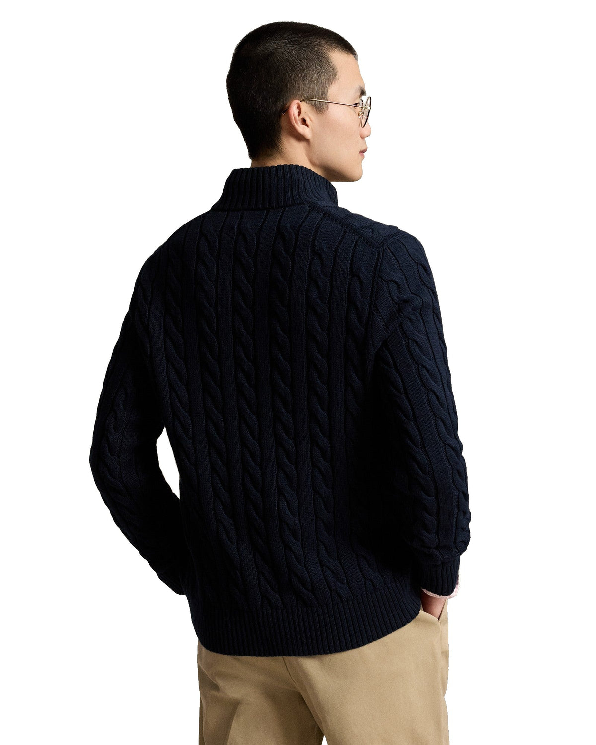 Polo Ralph Lauren Pull camionneur torsadé en coton Homme – Bleu marine
