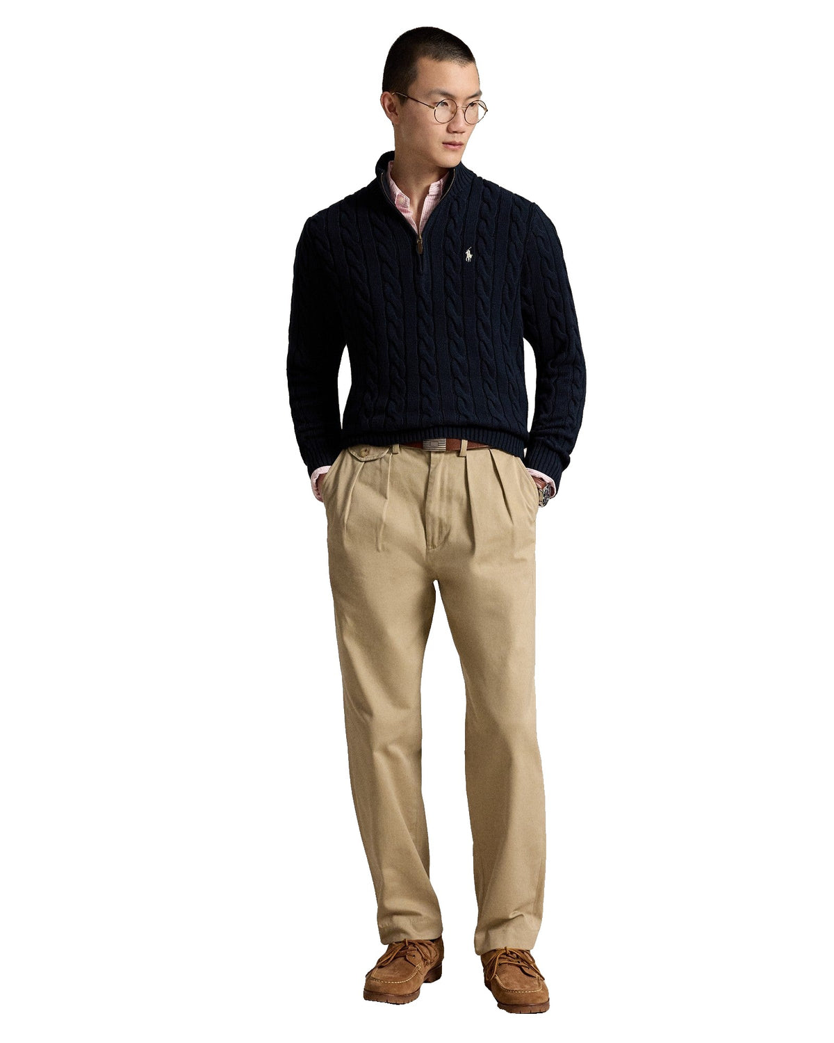 Polo Ralph Lauren Pull camionneur torsadé en coton Homme – Bleu marine