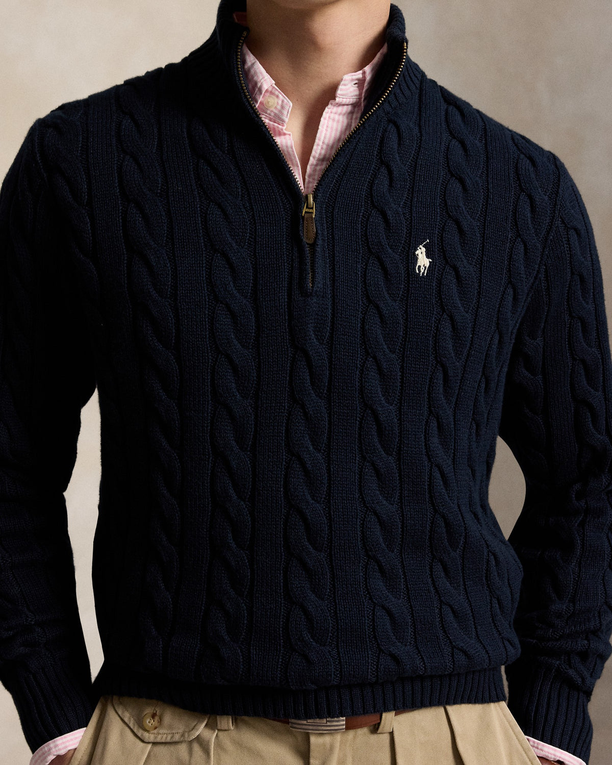 Polo Ralph Lauren Pull camionneur torsadé en coton Homme – Bleu marine