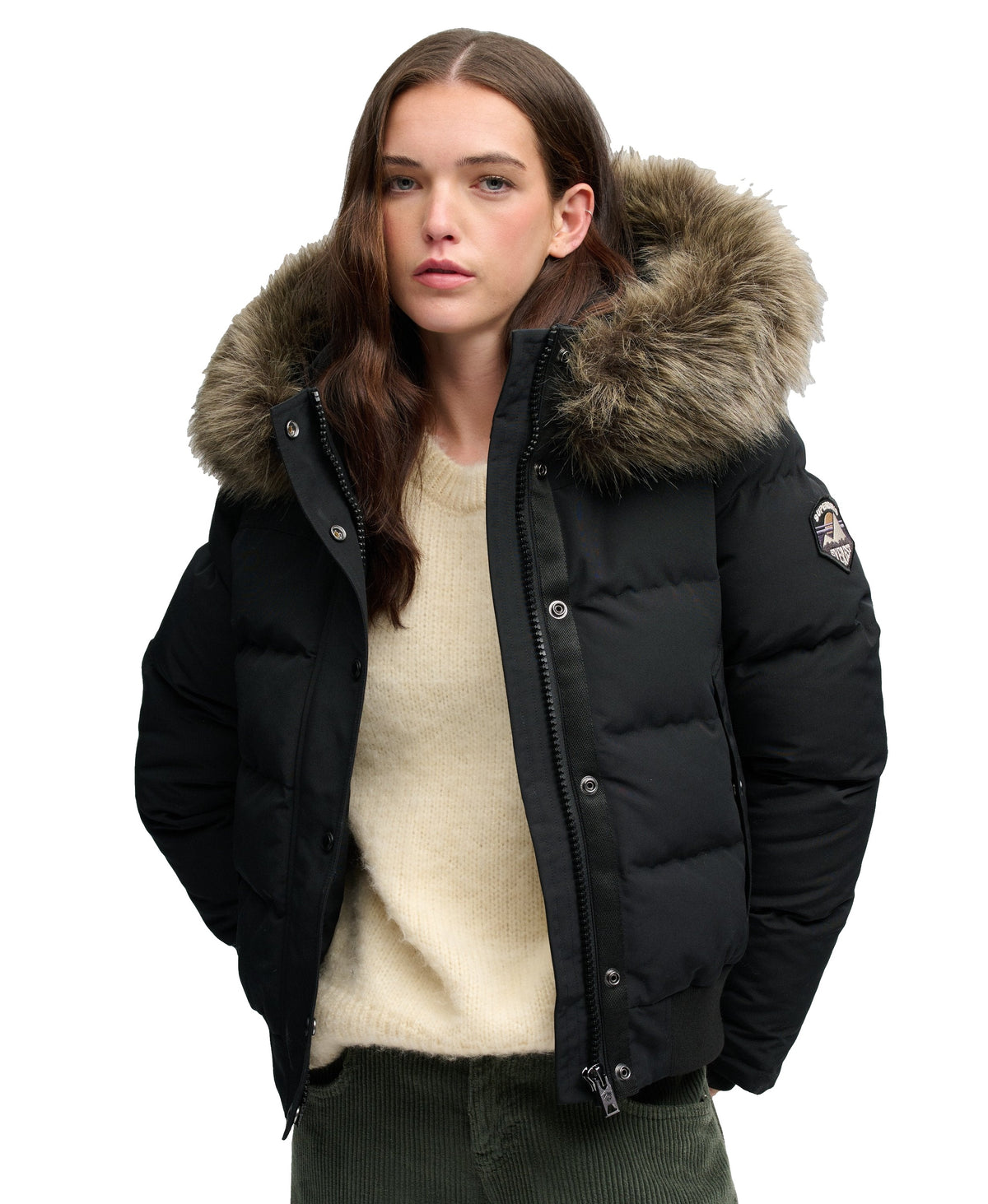 Superdry Everest - bomber à capuche Femme – Noir