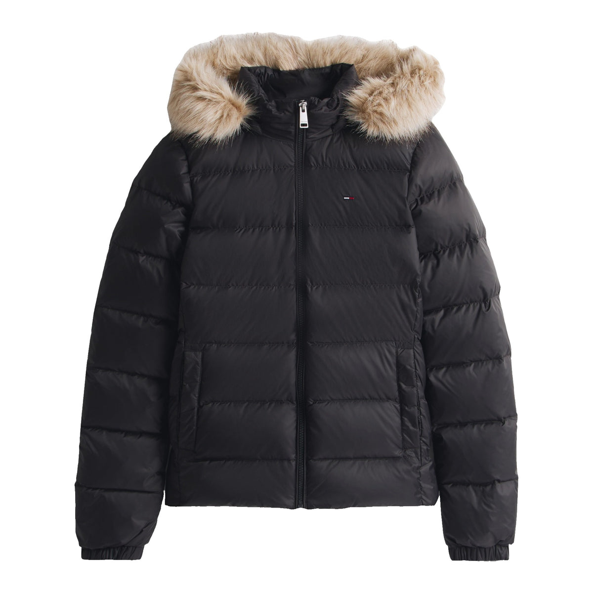 Tommy Jeans Doudoune slim à capuche fausse fourrure Femme – Noir