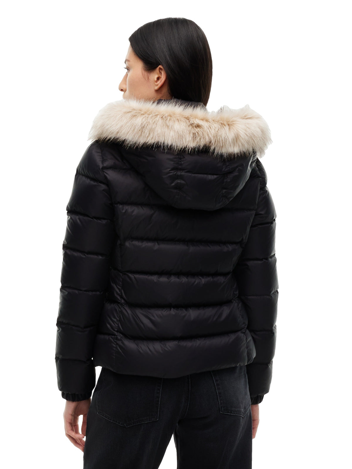 Tommy Jeans Doudoune slim à capuche fausse fourrure Femme – Noir